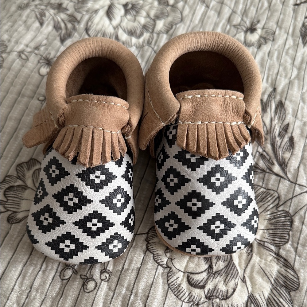 Freshly Picked Tan and Black Patterned Moccasins